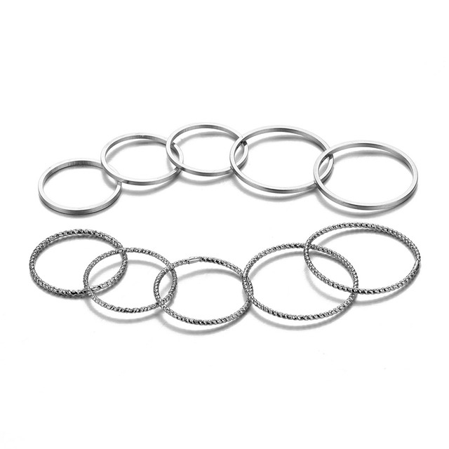 Pcs/Set Simple Design Round Gold Color Rings Set For Women Handmade Geometry Finger Ring Set Female Jewelry Gifts