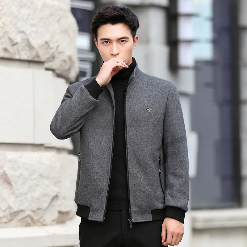 

2019 Autumn & Winter New Style Men Woolen Cloth Jacket Casual Coat Young And Middle-aged Casual Trench Coat Trend