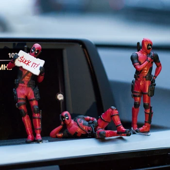 

Marvel Deadpool Personality Car Ornament Action Figure Sitting Model Anime Mini Doll Car Decoration Car Accessories