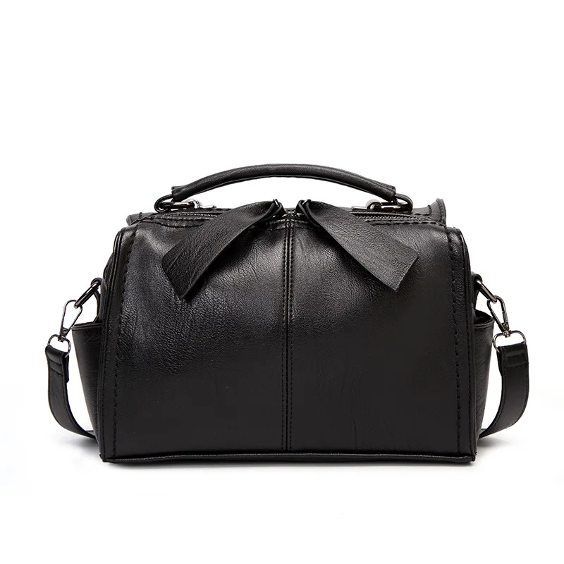 Lavagem de Couro Bolsa de Ombro Moda Senhoras Borboleta Zíper Boston Bolsa