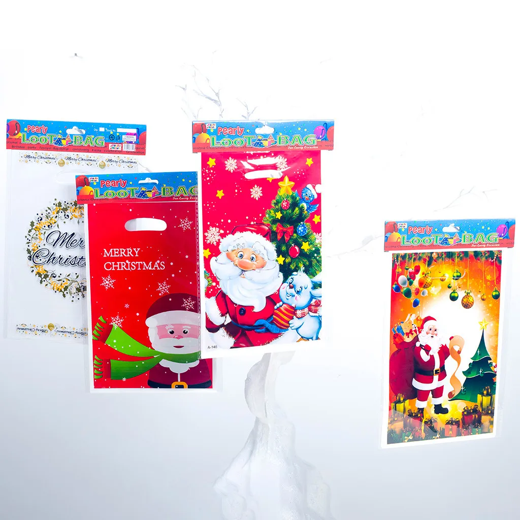 10 шт. ПВХ сумки рождественские коробки для конфет одноразовые Tote Goodie Сумки Подарочные сумки украшения упаковка коробка для сладостей# D