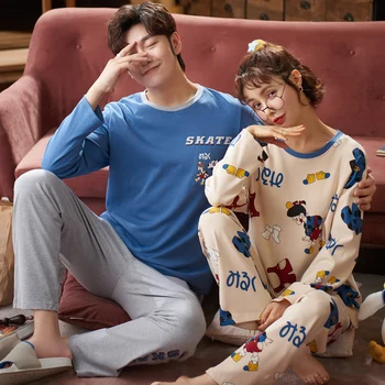 

Women's Long Sleeve Pants Cartoon Lovely Home Clothes Set Can Be Worn Out | Spring and Autumn Couple's Pullover Pajamas