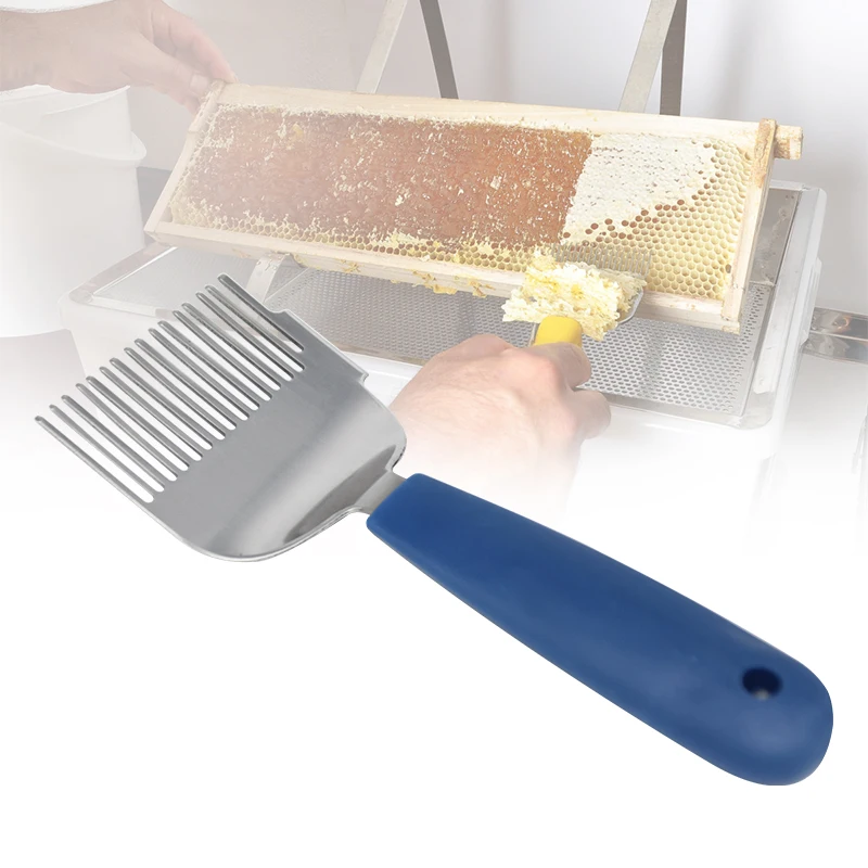 

Rubber handle Stainless Steel Straight Uncapping Fork Bee Honey Shovel Scratcher Forks Farm Beekeeping Tool