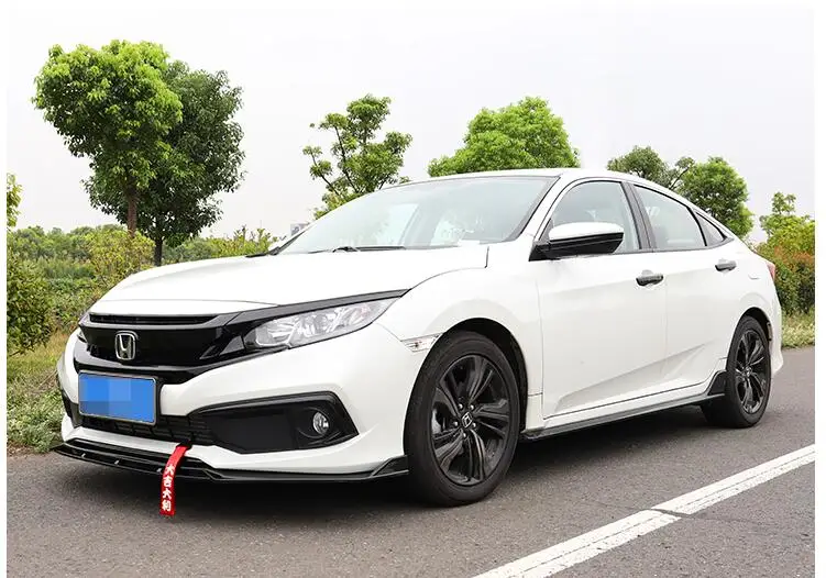 Для Honda Civic защита выхлопного отверстия переднего бампера подходит Civic Body набор бампер Передняя Лопата Задний Спойлер ABS черный