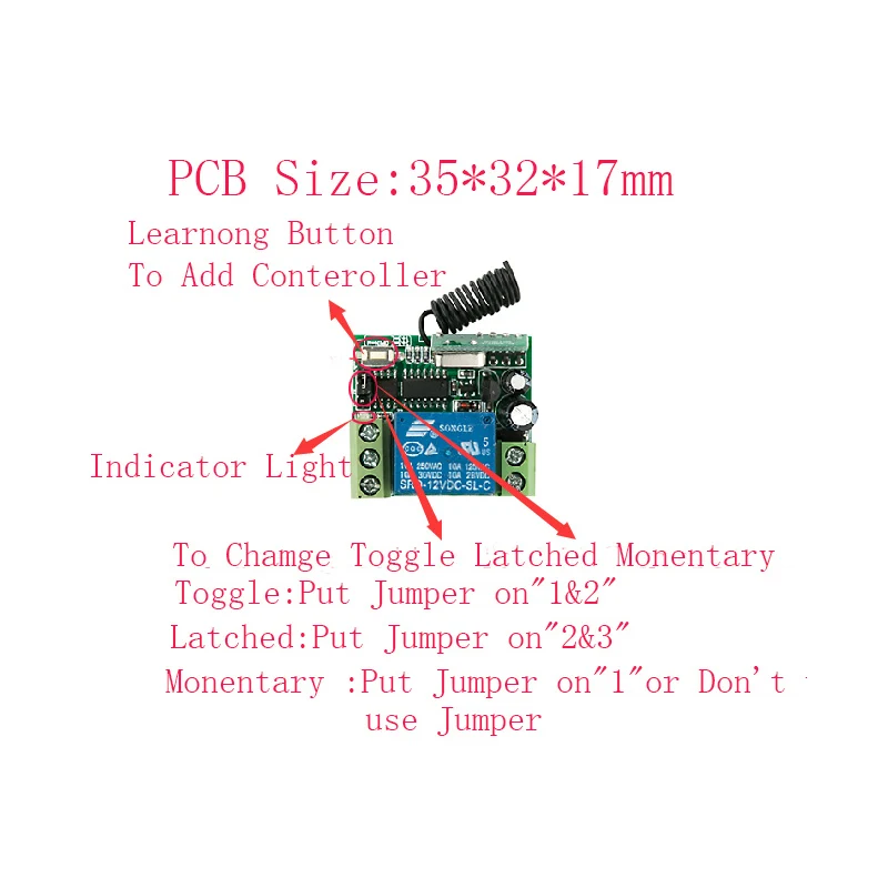 DC 12 v 24 v1CH мини беспроводной пульт дистанционного управления 1 шт. 35 мм* 32 мм* 17 мм приемник и передатчик настенный переключатель