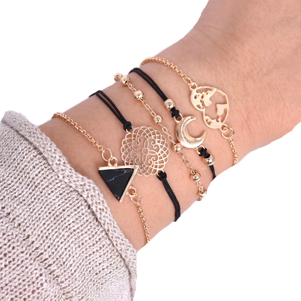31 Style Boho Heart Initial Letters Infinity Evil Eyes Shell Crystal Beads Charm Jewelry Women Bracelets Fashion Tassel Links