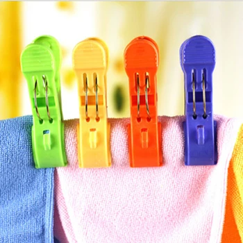 

4Pcs/Set Multicolor Thickening Plastic Clothes Clips Colorful Coat Scarf Towels Clothespins Large Powerful Windproof Quilt Clips