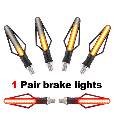 2PCS Brake 2x Мотоцикл указатель поворота светильник s течёт Вода индикатор светильник ing DRL индикаторы мигалки мерцающий тормозной светильник - Цвет: 2PCS Brake