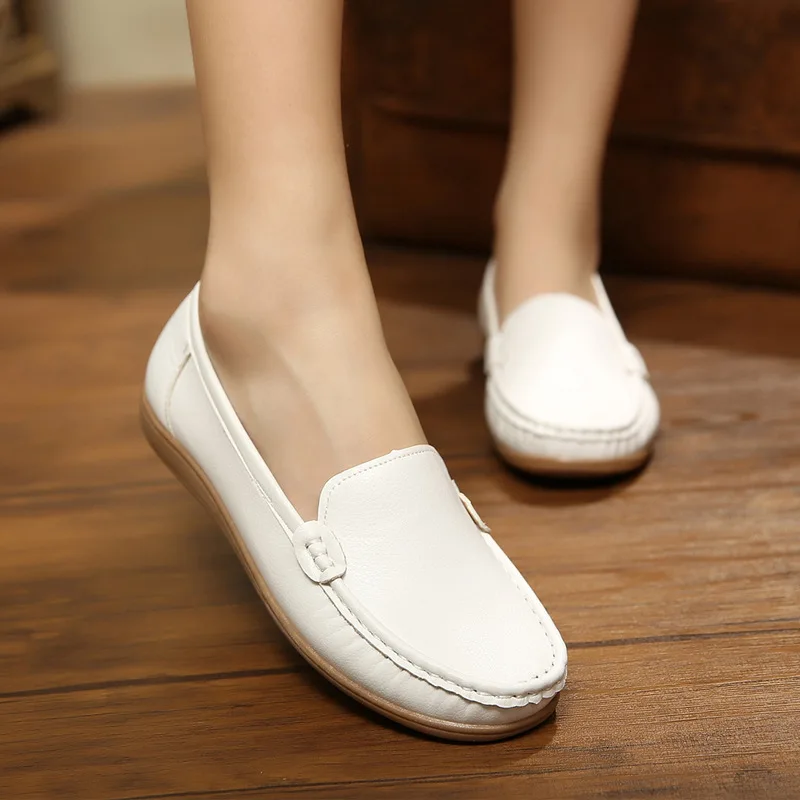

Spring And Autumn WOMEN'S Shoes Flat Casual Nurse White Shoes Soft Bottom Anti-slip Mom Shoes Shoes