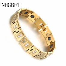 NHGBFT мужской золотой цвет исцеляющий магнитный браслет для женщин нержавеющая сталь здоровье браслет ручной цепи прямая поставка