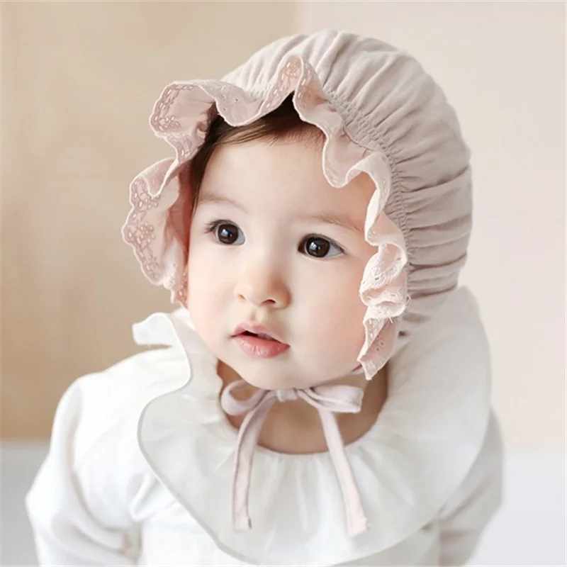 Cotton Baby Cap for Girls Princess Ruffles Hat Spring Summer Sun