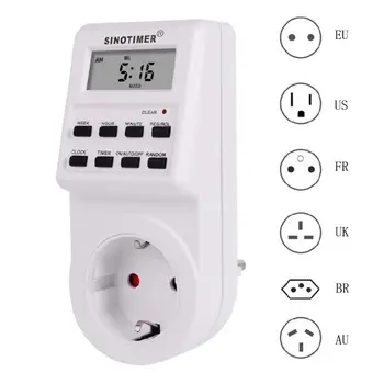 

Digital Timer Socket 220/110V Weekly Programmable AU/BR/EU/FR/UK/US Plug Switch