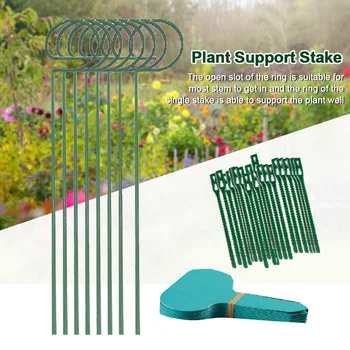 

8pcs Label Cable Tie Plant Support Stake Set Balcony Reusable For Flower Outdoor Garden Vertical Climbing Metal Single Stem