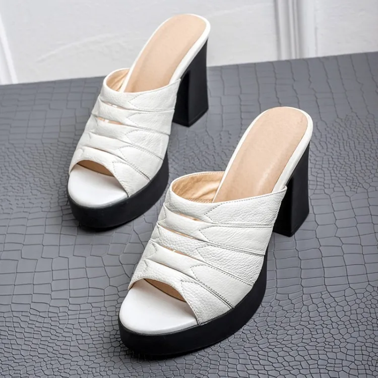

2017 Summer New Style WOMEN'S Shoes Outer Wear Chunky-Heel Comfortable Ultra-High-Heel A- line Waterproof Platform Fish Mouth Sl