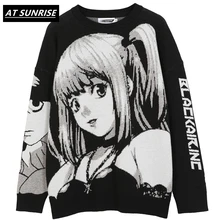 Mens Harajuku Sweater Hip Hop Streetwear Vintage Retro Japanese Style Anime Girl Knitted Sweater 2020 Autumn Cotton Pullover