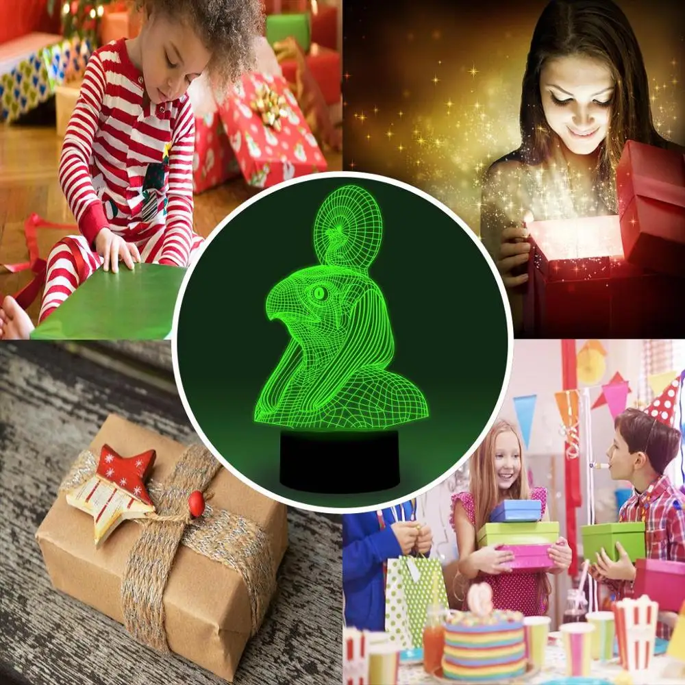 NiteApps 3D Египетский Horus ночник настольная иллюзия Лампа подарок на день рождения приложение/сенсорное управление