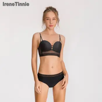 

Irene Tinnie New Glossy Explosive Lace Sexy lingerie Set Panty Set Black White Skin Tone Women Classic Fashion bra set lingerie