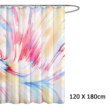 

Separate Screen Waterproof Fabric Gradient Bathroom Decor Colorful Hotel Shower Curtain Home Anti Mildew Easy Install With Hooks