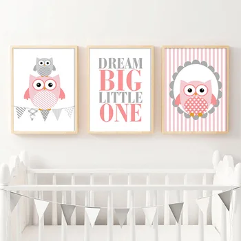 

Owl Woodland Animal Wall Art Canvas Poster Nursery Prints Cartoon Painting Nordic Picture Baby Girl Bedroom Decor