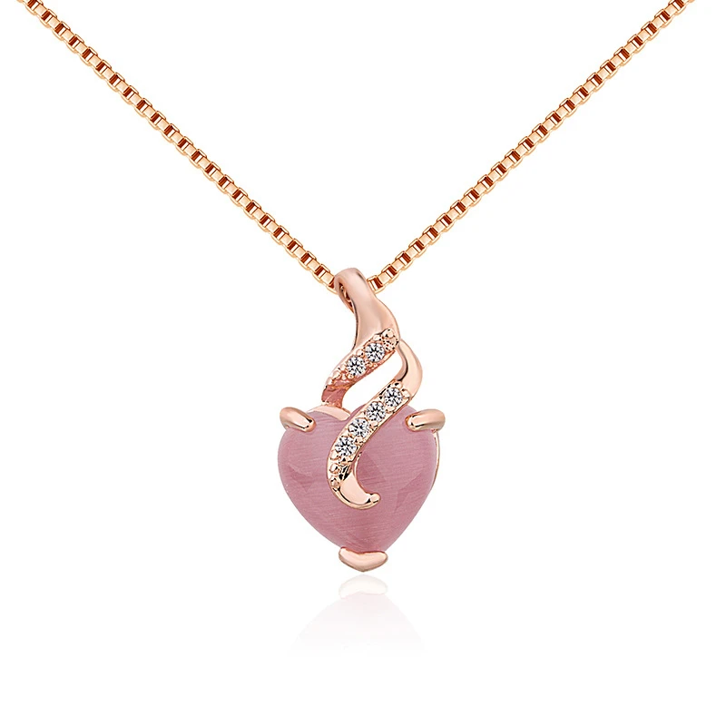 Ювелирное ожерелье в форме сердца элегантное розовое золото Женская цепочка для