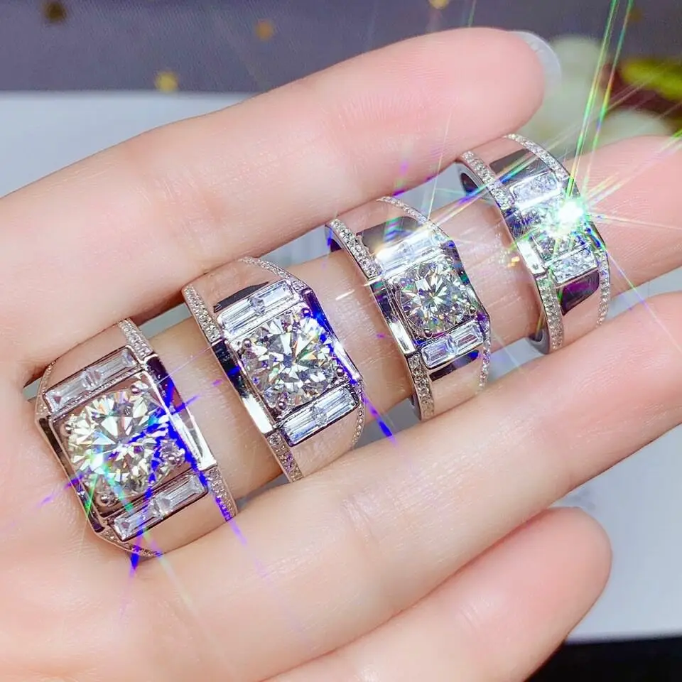 

mens rings wedding rings for couples big silver rings 925 sterling silver mens ring diamond rings for men Moissanite