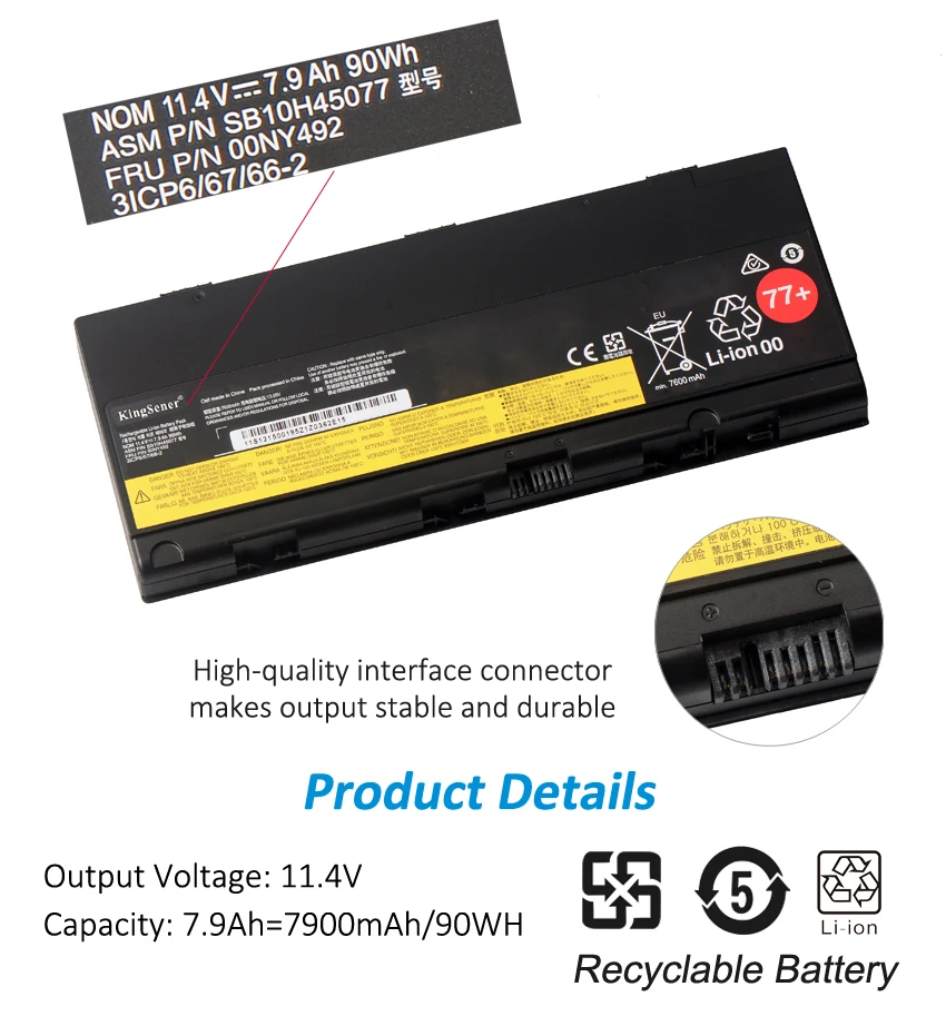 Kingsener-nova Bateria para Notebook Compatível com Lenovo Thinkpad P50 P51 P52 00ny45 00ny491 00nyferramenta Sb10h45075 Sb10h45076 Sb10h45077 Sb10h45078 - Imagem 2