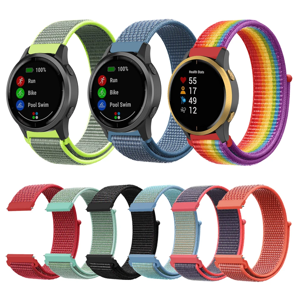 

Woven Nylon Loop Strap Band For Garmin Watch Vivoactive 3 4 Venu/GarminMove/GarminActive/Forerunner 245 645 Bracelet Watchband