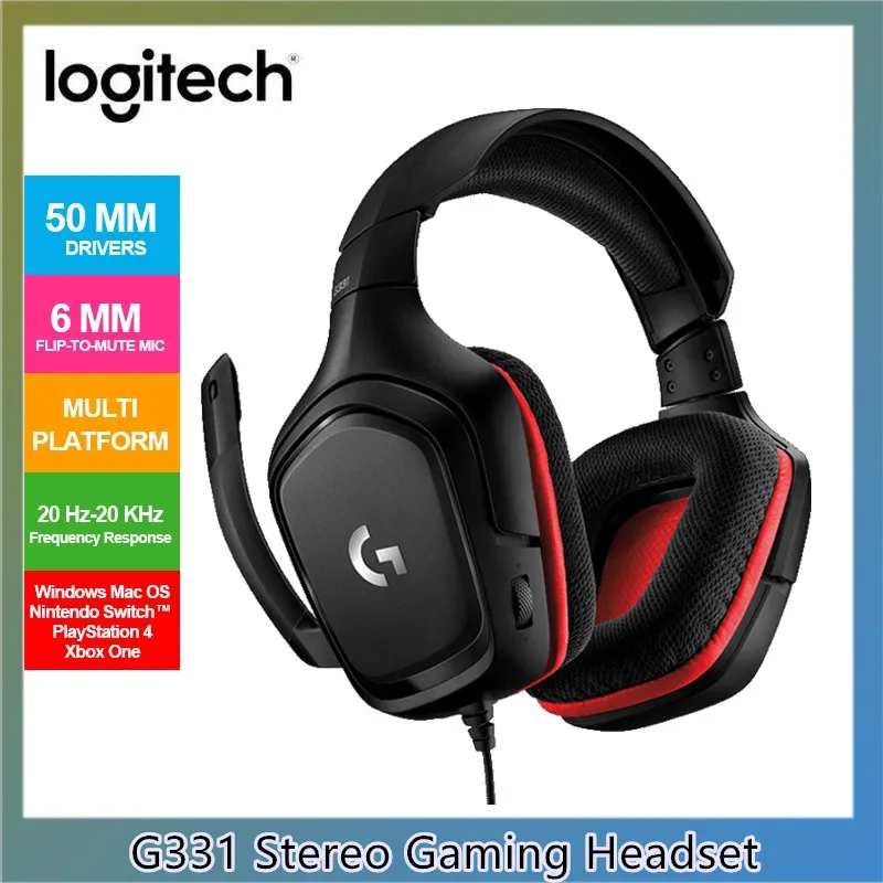 Logitech G331 стерео игровая гарнитура с проводной микрофон головные наушники для PUBG