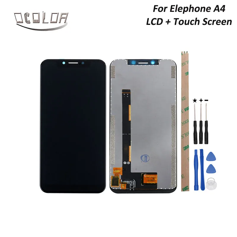 

ocolor For Elephone A4 LCD Display and Touch Screen Mobile Phone Accessories +Tools And Adhesive 5.85" For Elephone A4 LCD