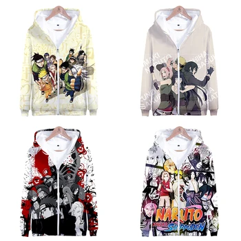 

3D Hoodies Anime Naruto Zipper Hoodie Sweatshirt Men Women Long Sleeve Harajuku Male Pullover Coat Naruto 3D Hooded Sweatshirts