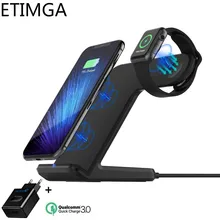 Беспроводное зарядное устройство Qi для Apple Watch 4 3 2 iPhone 11 Pro Max X XS XR samsung S10 S9 S8 QC 3,0 USB быстрая Беспроводная зарядка