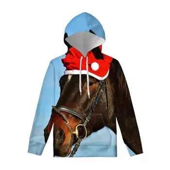 

FOURUDESIGNS 3D Horse Print Sweatshirts Women Hoodies Tracksuit Pullover Style Horse Print Autumn Winter Hooded Oversized Tops