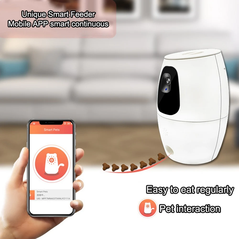 

Pet Feeder Dogs Cat Food Feeding Wifi Remote Control Smart Automatic Pet Feeder Food Feeding Video Monitor US/EU/UK Plug