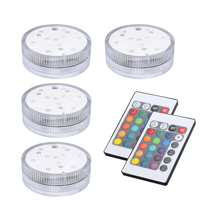 

4X 10 Led RGB Light Submersible Waterproof Party Festival Home Decors + 2 Remote