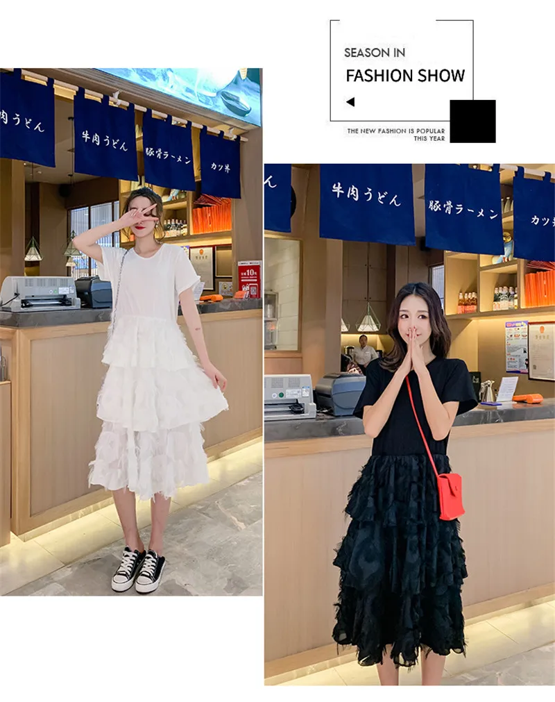 Poungdudu maternity pregnant women dress maternity dress cake skirt Real shot spot maternity
