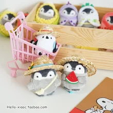 Японские Kawaii мягкие игрушки положительная энергия Пингвин Подвеска плюшевая кукла соломенная шляпа игрушечный пингвин куклы