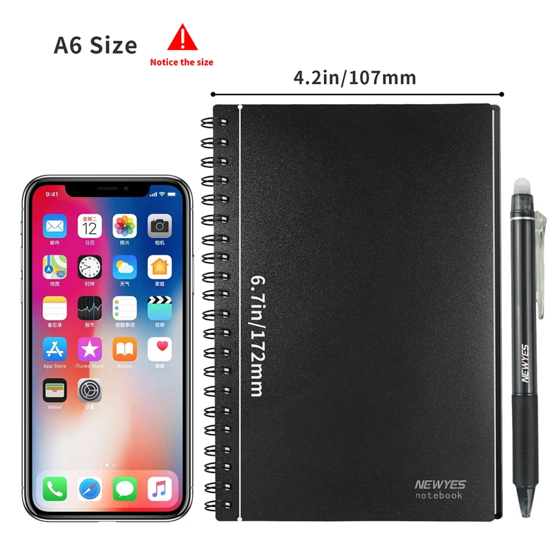 A6 Reusable Erasable Notebook black notebook Microwave Wave Cloud Erase Notepad Note Pad Lined With Pen save paper 2