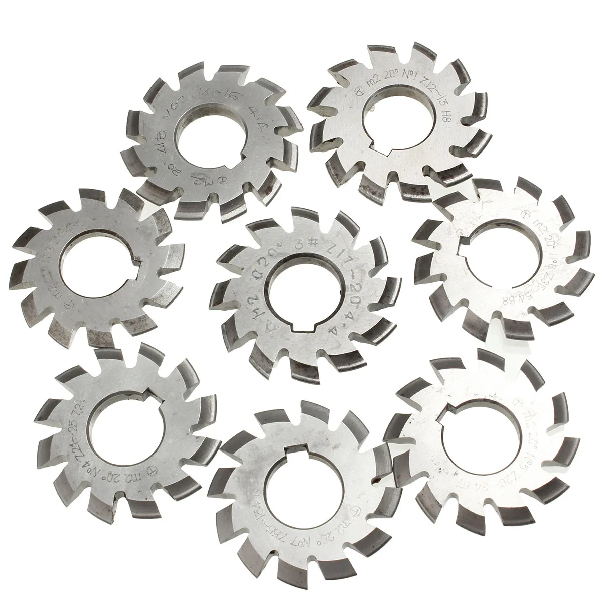 Module 2 M2 PA20 Degrees Bore High Speed Steel Milling Cutter Tools Milling Cutter Gear Cutting 22mm #1-8 HSS Involute Gear face milling tool set