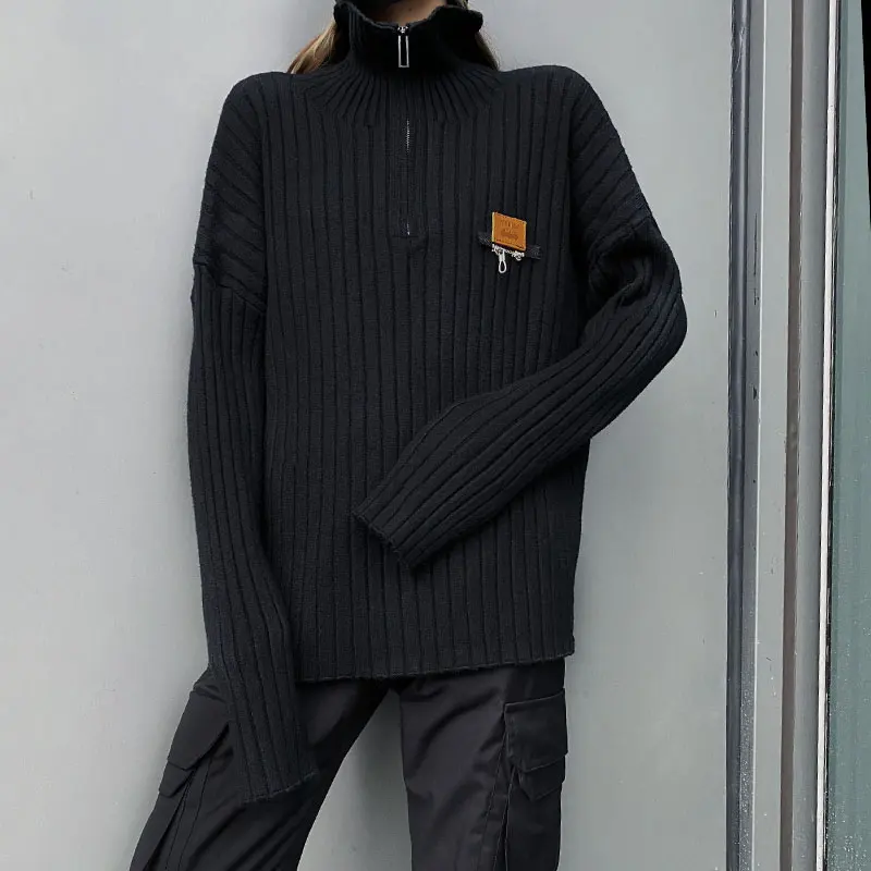 XITAO Knitted Sweater Fashion New Women Black