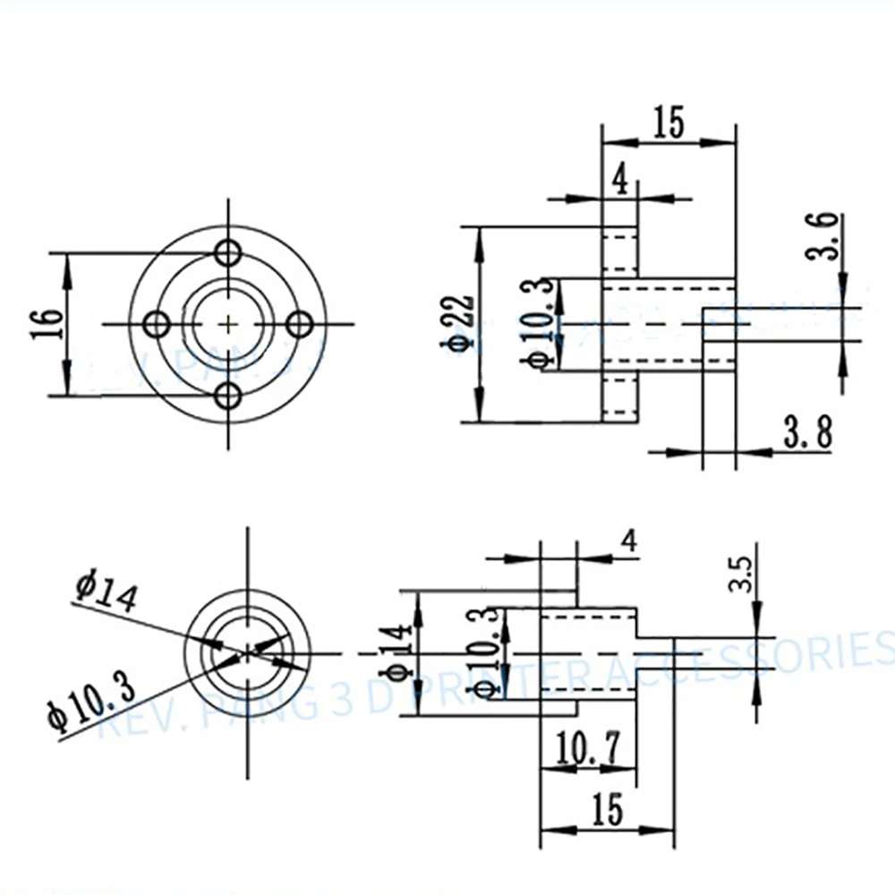 T8 Anti Backlash Moer Lente Geladen Eliminatie Kloof Moer Voor 8Mm Acme Draadstang Lood Schroeven Diy Messing Moer cnc 3D Printer Onderdelen