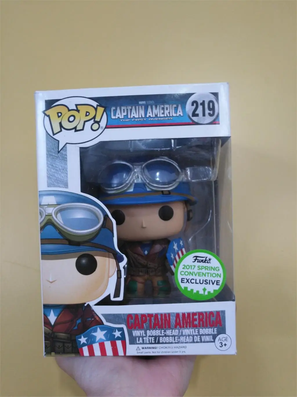 Funko pop Marvel Мстители Капитан Америка лимит знак 219 с Bobble головой 10 см Виниловая фигурка игрушки - Цвет: with retail box