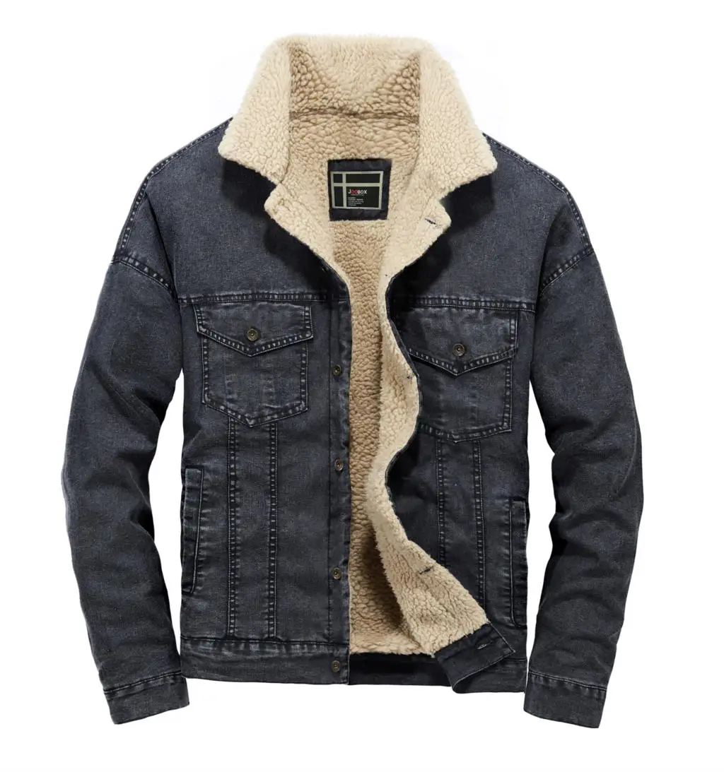 Мужская джинсовая куртка с мехом, Осень-зима, джинсовая куртка, теплое пальто, мужская куртка с длинным рукавом, свободная джинсовая плотная верхняя одежда