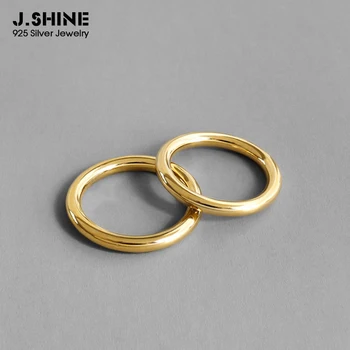 

JShine Korean S925 Sterling Silver Ring Minimalist Fine Jewelry Glossy Surface Stackable Slim Mid Finger Female Silver Ring 925