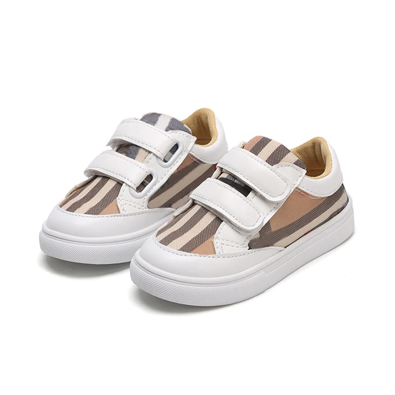 

Red Black White Cross Striped Kids Casual Shoes Soft Bottom Hook and Loop Boys Girls Sneakers Anti-slippery Children Shoes