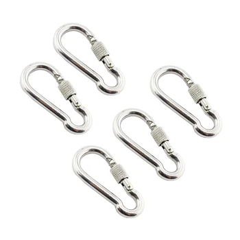 

5PCS 6x60mm 304 Stainless Steel Carabiner Spring Snap Hook With Screw Rigging Hardware Spring Snap Link