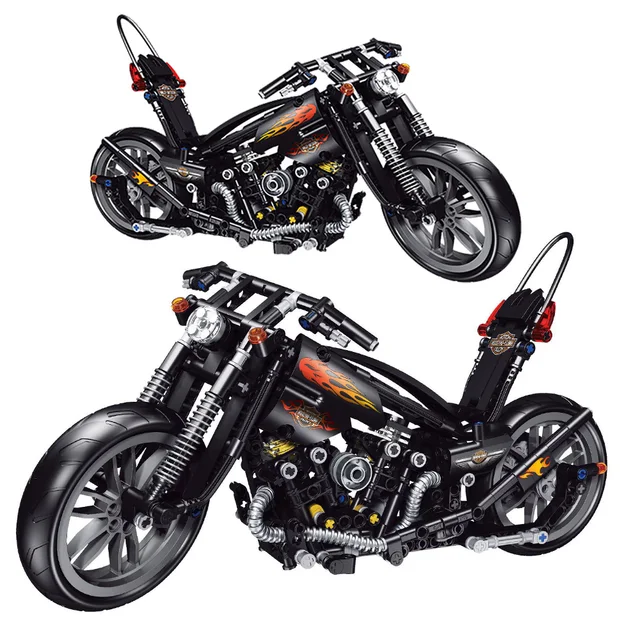 City High-tech Motorcycle Blocks Building DIY Model Racer Bricks Toys City Speed Racing Motocross Bricks Kids Christmas Gifts 1