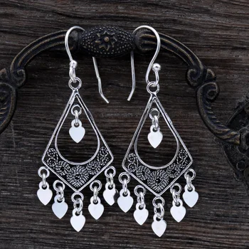 

MYTHIC AGE Real 925 Sterling Silver Vintage Rhombus Rhombic Drop Dangle Earrings for Women Girls Jewelry Gift