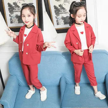 

Spring and Autumn 2019 Children's Clothing For Girl Blazer Set Kids Long Sleeve Top+Pants Two-piece Set Baby Princess Suits