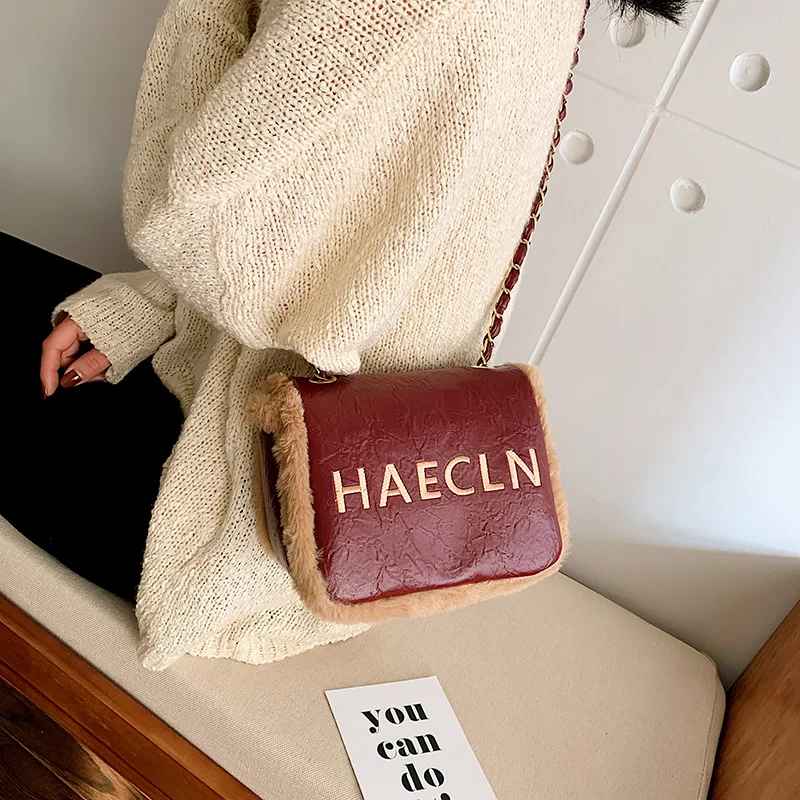 

Furry WOMEN'S Bag 2019 New Style Retro Western Style Bag Fashion Korean-style Versatile Shoulder Bag Autumn And Winter Plush Sho