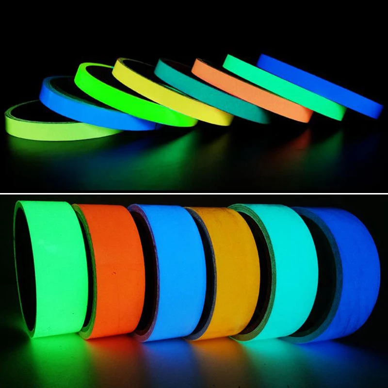 

Wdith 2cm Colorful Glow Tape Self-adhesive Sticker Removable Luminous Tape Fluorescent Glowing Dark Striking Night Warning Tape